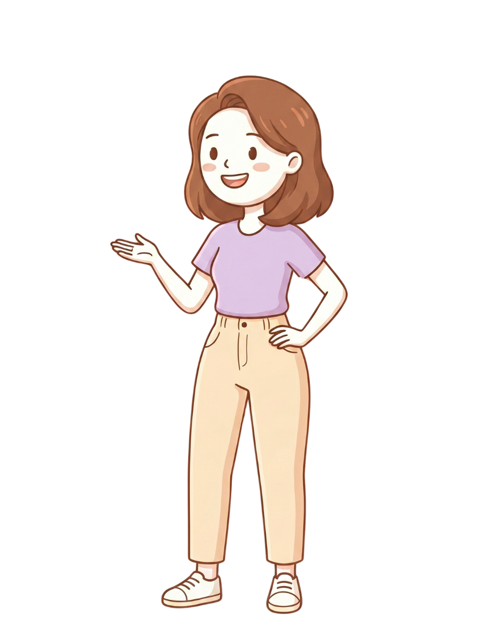Friendly illustrated character welcoming you